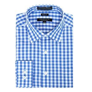 1X Marquis Blue Gingham Long Sleeve Shirt XL 17-17.5